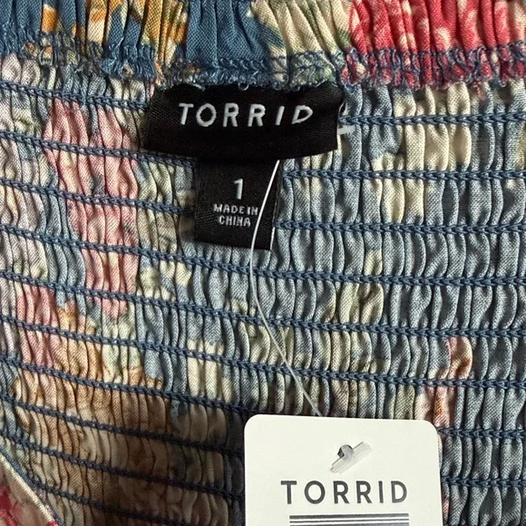 Torrid Floral Print Midi Dress in Blue and Pink - Picture 5 of 7